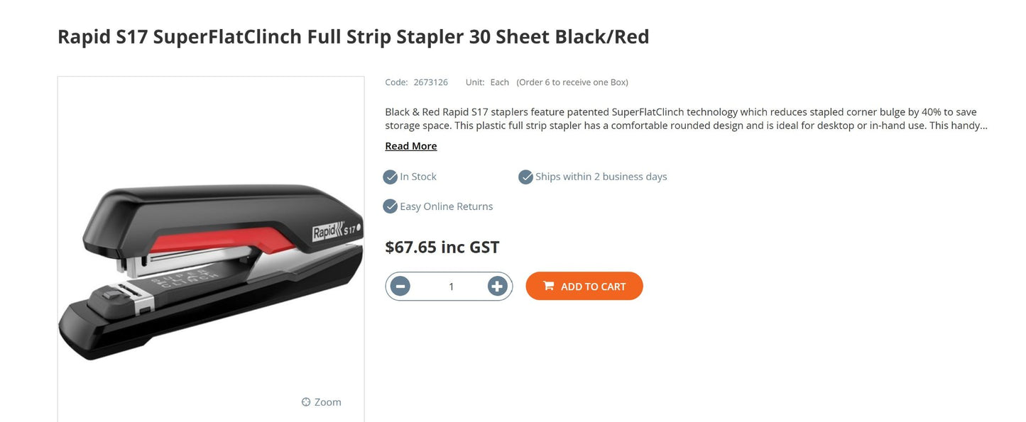 Rapid Stapler S17 Superflat (Brand New)
